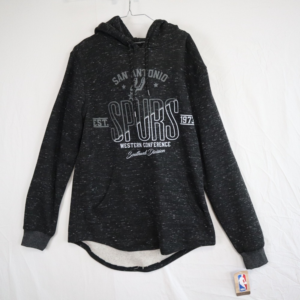 San Antonio Spurs Hoodie Mens Small Longer Length Pullover Sweatshirt Black NWT
